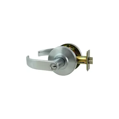 Grade 2 Storeroom Curved Lever, Schlage C Keyway, Keyed Different, ANSI Strike (4-7/8" x 1-1/4"), 2-3/4" Backset, 626/US26D Satin Chrome