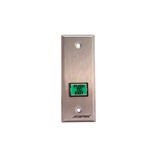 Emergency Exit Button with 30 Second Timer Narrow Stile Green and Red Satin Stainless Steel Finish