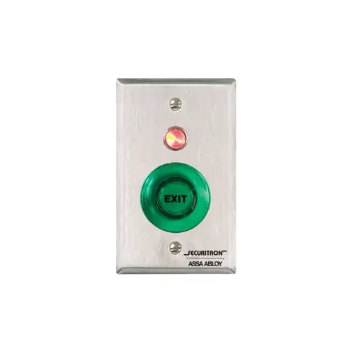 Push Button Momentary Single Gang, DPST, Illuminated with Round Green Button Satin Stainless Steel Finish Push Button Momentary Single Gang, DPST, Illuminated with Round Green Button Satin Stainless Steel Finish