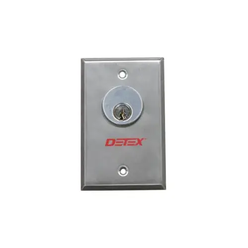 Key Switch Momentary, Single Gang, Requires Mortise Cylinder with Standard Cam, 630/US32D Stainless Steel Finish
