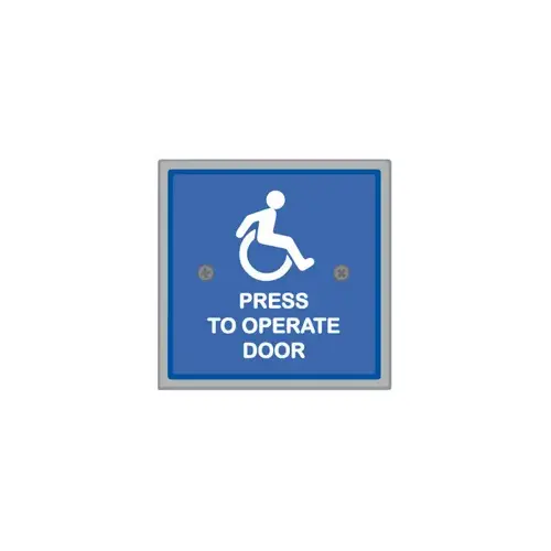 59 Series 2-Gang Blue Powder Coat Mount ADA Actuator Pushplate, Weather protected, Rubber Bellow