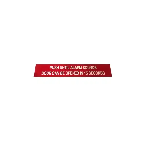 English 15 Second Red Delayed Egress Peel and Stick Door Signage Chart