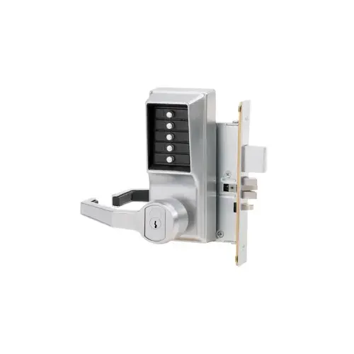 8100 Series Mechanical Pushbutton Mortise Lever Lock x LH Satin Chrome 8100 Series Mechanical Pushbutton Mortise Lever Lock x LH Satin Chrome