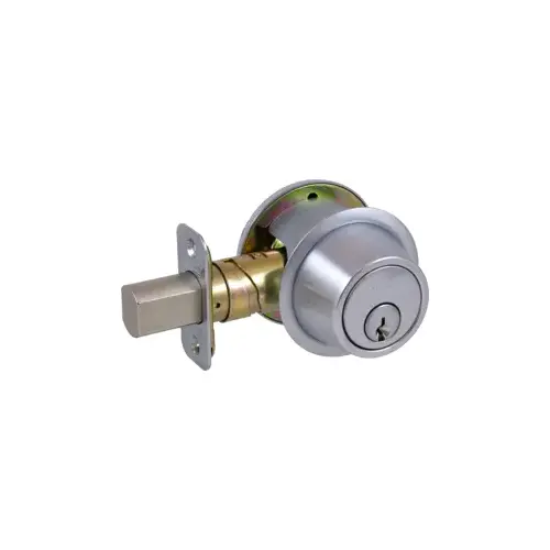 Grade 2 Cylinder by Blank Plate Deadbolt with C Keyway with 12287 Latch and 10094 Strike Satin Chrome Finish Grade 2 Cylinder by Blank Plate Deadbolt with C Keyway with 12287 Latch and 10094 Strike Satin Chrome Finish