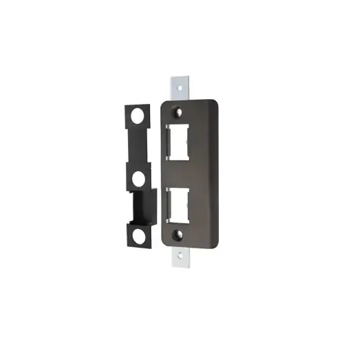 Flat Strike, Flush Mount with Dust Box for 4300, 4500, 4900, 8300 & 8400, 4-5/8" H, Double Cut Outs with Black Plug for Unused Hole, 695/121 Anodized Dark Bronze Flat Strike, Flush Mount with Dust Box for 4300, 4500, 4900, 8300 & 8400, 4-5/8" H, Double Cut Outs with Black Plug for Unused Hole, 695/121 Anodized Dark Bronze