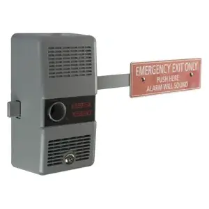 DETEX ECL-230D Exit Alarm Paddle Type, Deadbolt Panic Device for Secondary Exits, Photo Luminescent Paddle Sign, 100DB, 12-7/8" Paddle, Requires Rim Cylinder Gray