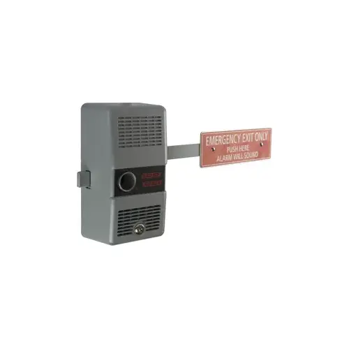 Exit Alarm Paddle Type, Deadbolt Panic Device for Secondary Exits, Photo Luminescent Paddle Sign, 100DB, 12-7/8" Paddle, Requires Rim Cylinder Gray