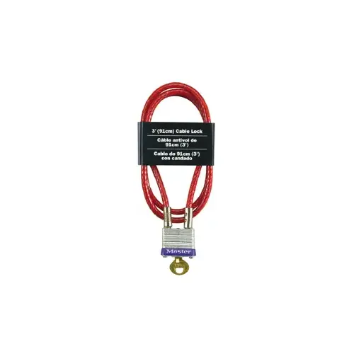 Locking Cable 719D 3/16" W X 36" L Steel 4-Pin Cylinder Red Locking Cable 719D 3/16" W X 36" L Steel 4-Pin Cylinder Red