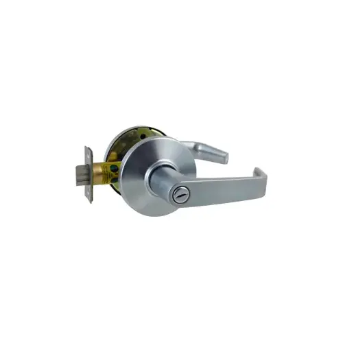 Privacy Lever, Angled Return Lever with D Rose (3-1/2" Diameter), ASA Strike (4-7/8" x 1-1/4"), Grade 1, 626/US26D Satin Chrome Privacy Lever, Angled Return Lever with D Rose (3-1/2" Diameter), ASA Strike (4-7/8" x 1-1/4"), Grade 1, 626/US26D Satin Chrome
