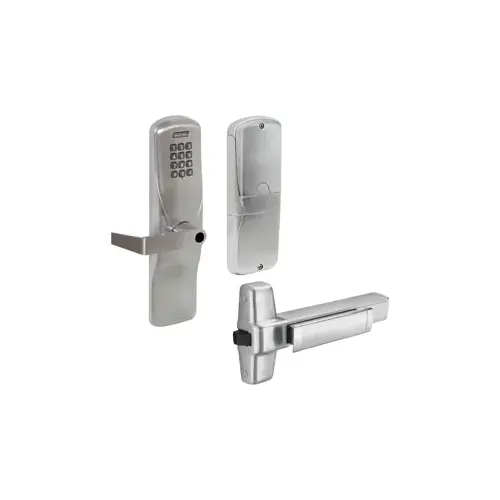 KIT - Standalone Keypad Exit Trim for Rim/Concealed Vertical Rod/Concealed Vertical Cable Exit Devices, Manually Programmed, Rhodes Lever, FSIC Less Large Format Schlage Cylinder not Included), Satin Chrome 626