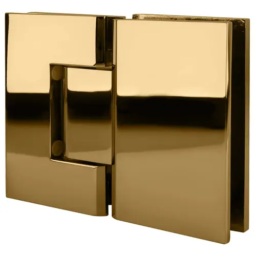 Gold Plated Geneva Series 180 Degree Glass-To-Glass Standard Hinge, Brass Material, 2-3/16" Width, Gold Plated Finish Gold Plated Geneva Series 180 Degree Glass-To-Glass Standard Hinge, Brass Material, 2-3/16" Width, Gold Plated Finish