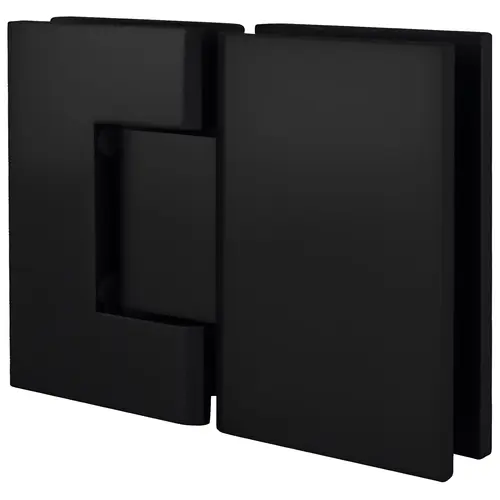 Matte Black Geneva Series 180 Degree Glass-To-Glass Standard Hinge, Brass Material, 2-3/16" Width, Matte Black Finish