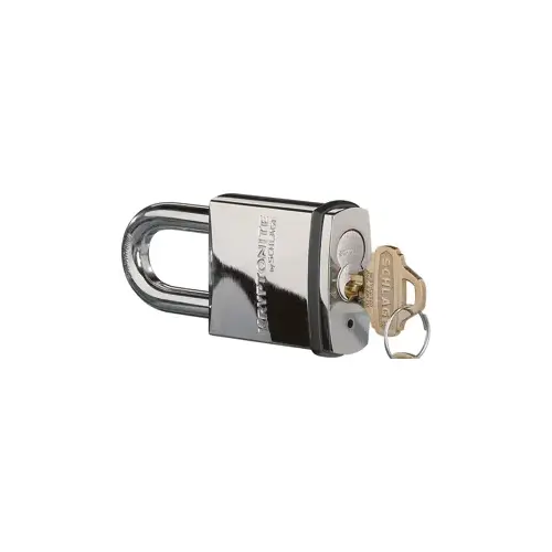 Padlock with 3/8" by 2" High Shackle Less Small Format Interchangeable Core Chrome Padlock with 3/8" by 2" High Shackle Less Small Format Interchangeable Core Chrome