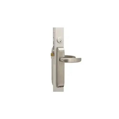 Dual Force Interconnected Deadbolt/Deadlatch Low Profile Trim with Round Handle, 1-1/2" BS, Standard Flat Strike Satin Stainless Steel Finish Dual Force Interconnected Deadbolt/Deadlatch Low Profile Trim with Round Handle, 1-1/2" BS, Standard Flat Strike Satin Stainless Steel Finish