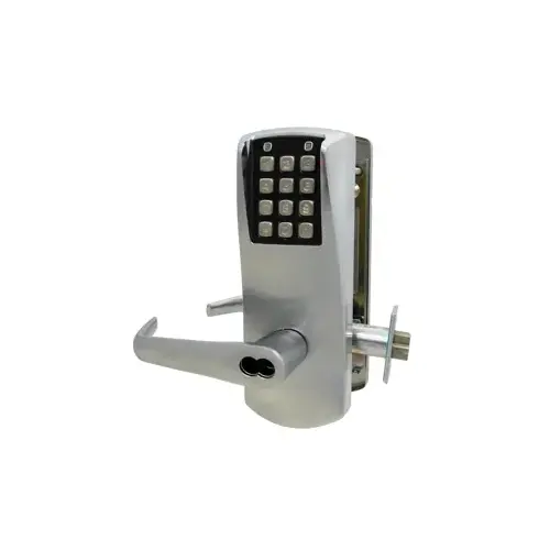 Eplex Cylindrical Electronic Pushbutton Lock with 1/2" Throw and 2-3/4" Backset, Long Lever and Best Prep Satin Chrome Finish