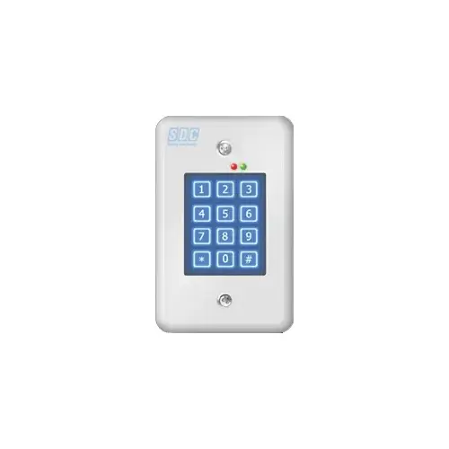 Stand Alone Indoor Digital Keypad, 500 User, 1-6 Digit Pin, Surface Mount, 3" x 5-3/4 x 1", Keypad Programming, 4 Outputs, 2 Relays and 2 Solid State Outputs Timed or Latching, LED Status, 630/US32D Stainless Steel