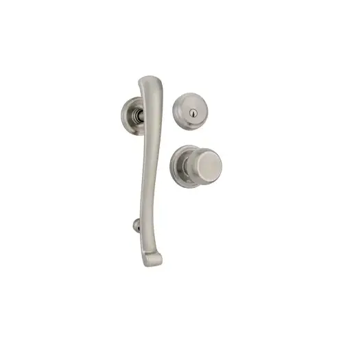 Rourke Single Cylinder Handleset with Staff Trim Satin Nickel Finish Rourke Single Cylinder Handleset with Staff Trim Satin Nickel Finish