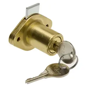 US Lock 1702-04-11 KD 1-1/8 in. Disk Tumbler Brass L400 Keyway KA Drawer Lock Nickel