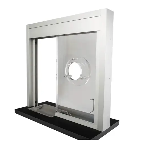 36" H x 36" W Horizontal Sliding Transaction Window Level 1 Bullet Resistant Left Hand Slide Clear Anodized Finish