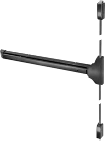 Yale Security Inc 1810F-48X84-689 Fire Rated SVR Surface Vertical Rod Exit Device, Less Trim, No Dogging, 48" x 84", Grade 1, Powder Coated Aluminum 689/US28