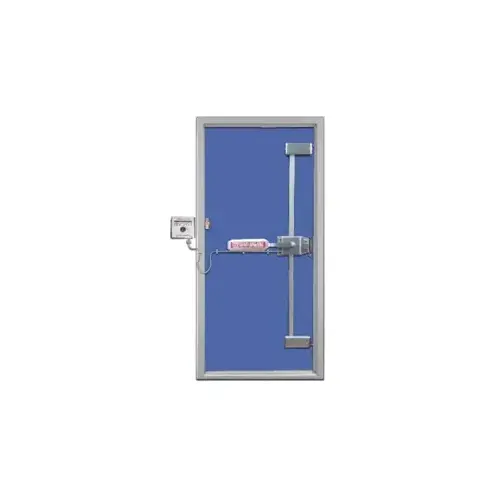 Deadbolt Exit Lock, 4 Point (3 Moving, Fixed Hinge-Side Bolt), Depressing the Paddle Retracts All Deadbolts, Pulling the Paddle Locks the Deadbolts, Single Door Self Locking with Battery Alarm