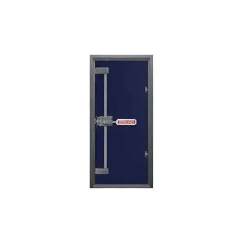 Deadbolt Exit Lock, 4 Point (3 Moving, Fixed Hinge-Side Bolt), Depressing the Paddle Retracts All Deadbolts, Pulling the Paddle Locks the Deadbolts, Single Door Self Relock Device Fire-Rated, Door Closer Required for Self Locking