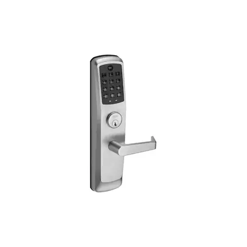 NexTouch Exit Trim, Pushbutton Keypad, Augusta Lever, No Radio - Standalone, Schlage C Keyway, Grade 1, Weather Resistant, Satin Chrome 626/US26D