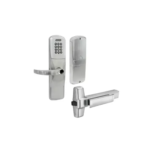 KIT - Keypad Networked Hardwired Exit Trim for Rim Exit Device, Sparta Lever, Key in Lever, 6-Pin C Keyway (0-Bitted Brushed Chrome Cylinder 626), Satin Chrome 626 KIT - Keypad Networked Hardwired Exit Trim for Rim Exit Device, Sparta Lever, Key in Lever, 6-Pin C Keyway (0-Bitted Brushed Chrome Cylinder 626), Satin Chrome 626
