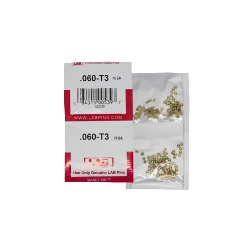 .060 Top Pin, Color-Coded, Brass Alloy, .115 Diameter, Crown .003/.005 Universal, Smart Pack 150 Pins