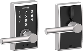 Schlage Lock FE695-BRW-CEN-625 16-211 Touchscreen Keypad Lever Century/Broadway, Triple Option Adjustable Backset, Bright Chrome 625