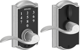 Schlage Lock FE695-ACC-CAM-625 16-211 Touchscreen Keypad Lever Camelot/Accent, Triple Option Adjustable Backset, Bright Chrome 625
