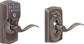 Schlage Lock FE595-ACC-CAM-620 16-211 Keypad Entry Flex Lock Camelot/Accent, Triple Option Adjustable Backset, Antique Pewter 620 Satin Nickel