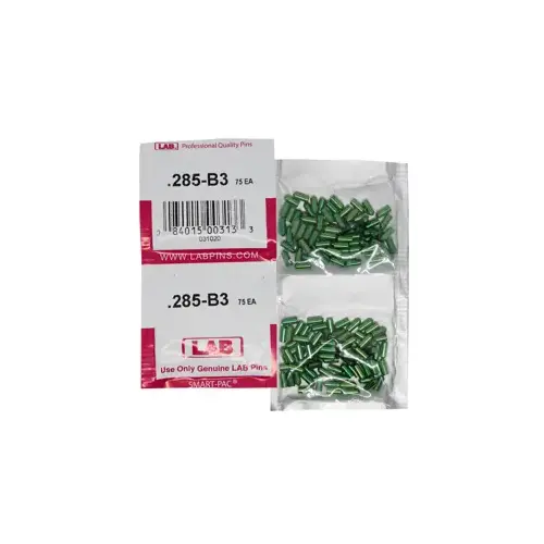 .285 Bottom Pin, Color-Coded, Brass Alloy, .115 Diameter, Crown .003/.005 Universal, Smart Pack 150 Pins .285 Bottom Pin, Color-Coded, Brass Alloy, .115 Diameter, Crown .003/.005 Universal, Smart Pack 150 Pins