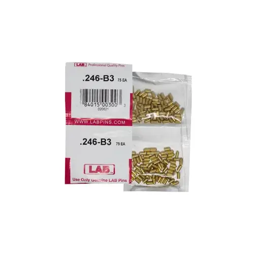 .246 Bottom Pin, Color-Coded, Brass Alloy, .115 Diameter, Crown .003 Universal, Smart Pack 150 Pins .246 Bottom Pin, Color-Coded, Brass Alloy, .115 Diameter, Crown .003 Universal, Smart Pack 150 Pins
