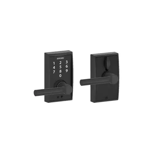 Touchscreen Keypad Lever Century/Broadway, Triple Option Adjustable Backset, Matte Black 622