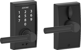 Schlage Lock FE695-BRW-CEN-622 16-211 Touchscreen Keypad Lever Century/Broadway, Triple Option Adjustable Backset, Matte Black 622