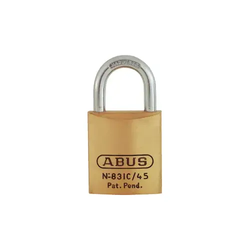 Brass Padlock 1-3/4" Wide - SFIC Small Format IC Prep, Less Core, Shackle - 5/16" Diameter and 1" Vertical Clearance, Boxed