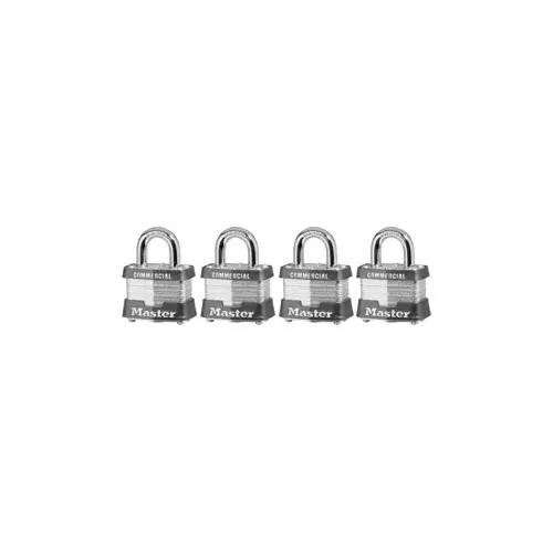 Carded Commercial 1-9/16" Padlock 4 Pack, Keyed Alike Steel Carded Commercial 1-9/16" Padlock 4 Pack, Keyed Alike Steel