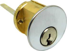 Ilco Unican Corporation 7075-KS-26D-KA2 1-1/8" Rim Cylinder with Screw Cap, 6-Pin, Kwikset KW1 Keyway, Keyed Alike in Pairs, Standard Tailpiece, 626/US26D Satin Chrome