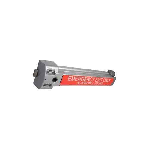 Guard-X Exit Alarm, 36", 100-Decibel Alarm, Disarmed and Reset by Key, Red Sign - Emergency Exit Only Alarm Will Sound, 628/US28 Anodized Aluminum Guard-X Exit Alarm, 36", 100-Decibel Alarm, Disarmed and Reset by Key, Red Sign - Emergency Exit Only Alarm Will Sound, 628/US28 Anodized Aluminum