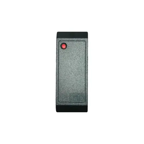 Proximity Card Reader, 4-5.5" Range, Indoor/Outdoor, 1-3/4" Standard Metal or Window Mullion Width, Wiegand Data Interface, Gray