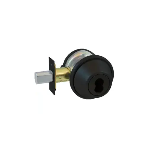 Deadbolt - Single Cylinder, Adjustable Backset, Powder Coated Black 693, Grade 2, SFIC Less Core