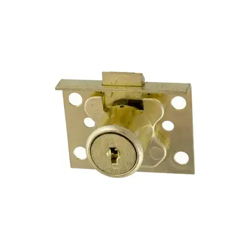 Drawer Lock, 7/8", Slam Latch, Disc Tumbler, Keyed Alike KA CAT30, US4/606 Satin Brass