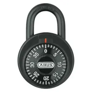 Abus Lock Company 78/50C-78811 Black 3-Dial Combination Padlock 2" Wide, Shackle - 1/4" Diameter and 13/16" Vertical Clearance, Carded
