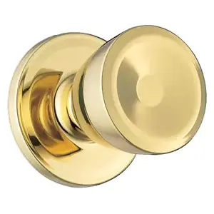 Weiser Lock GAC331B3RLR1 Privacy, Beverly Knob, Non-Keyed, Light Duty, Cylindrical Lock, Radius Corner Adjustable Latch, Radius Corner Strike, UL, Grade 3, US3/605 Bright Brass