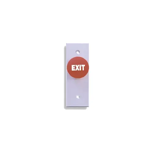 Narrow Push Button, Tamper Resistant, 1-9-16" Red Exit, Momentary Switch, 2-SPST Momentary, 628/US28 Aluminum