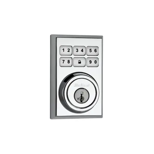 Z-Wave Smartcode 6-Button Electronic Deadbolt, KW1 SmartKey, UL 20 Minute Fire Rated, Contemporary Design, Radius Corner Adjustable Latch 2-3/8"-2-3/4" Backset, Grade 2, Polished Chrome US26/625, Clear Pack Z-Wave Smartcode 6-Button Electronic Deadbolt, KW1 SmartKey, UL 20 Minute Fire Rated, Contemporary Design, Radius Corner Adjustable Latch 2-3/8"-2-3/4" Backset, Grade 2, Polished Chrome US26/625, Clear Pack