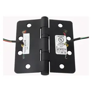 McKinney RCTA2714 4.0 X 4.0 722 CC4-18 4FT Electrified-CC4, 4 Wire, 5-Knuckle Hinge, Standard Weight, Full Mortise, Oil Impregnated Bearing (TA), 4.0" x 4.0" (4040), Radius Corner, Steel Base, 722/US10A Satin Black Oxidized (Over 10B)