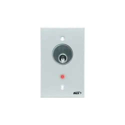 Key Switch, SPDT Maintained w/LED, Single Gang, 628/US28 Aluminum Key Switch, SPDT Maintained w/LED, Single Gang, 628/US28 Aluminum
