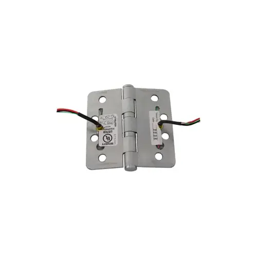 Electrified-CC4, 4 Wire, 5-Knuckle Hinge, Standard Weight, Full Mortise, Oil Impregnated Bearing (TA), 4.0" x 4.0" (4040), Radius Corner, Steel Base, 652/626/US26D Satin Chrome